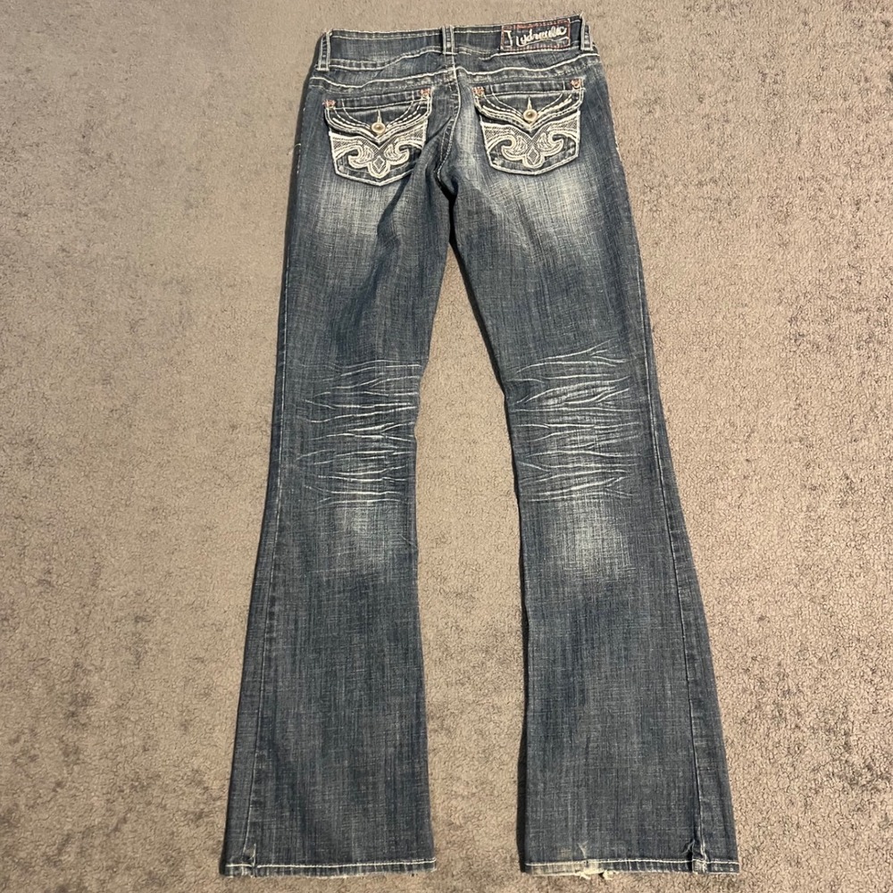 Y2K Hydraulic Gramercy Slim Boot Jeans Dark Wash Embroidered Pockets Size 27x33
